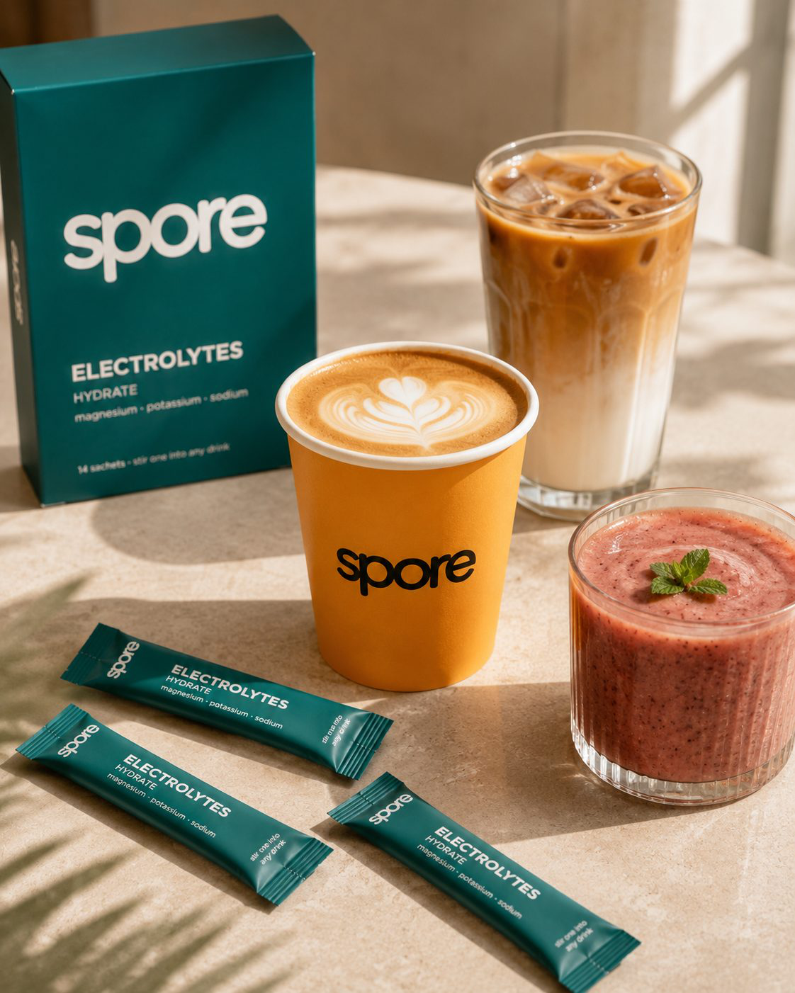 Coffee drinks on oak